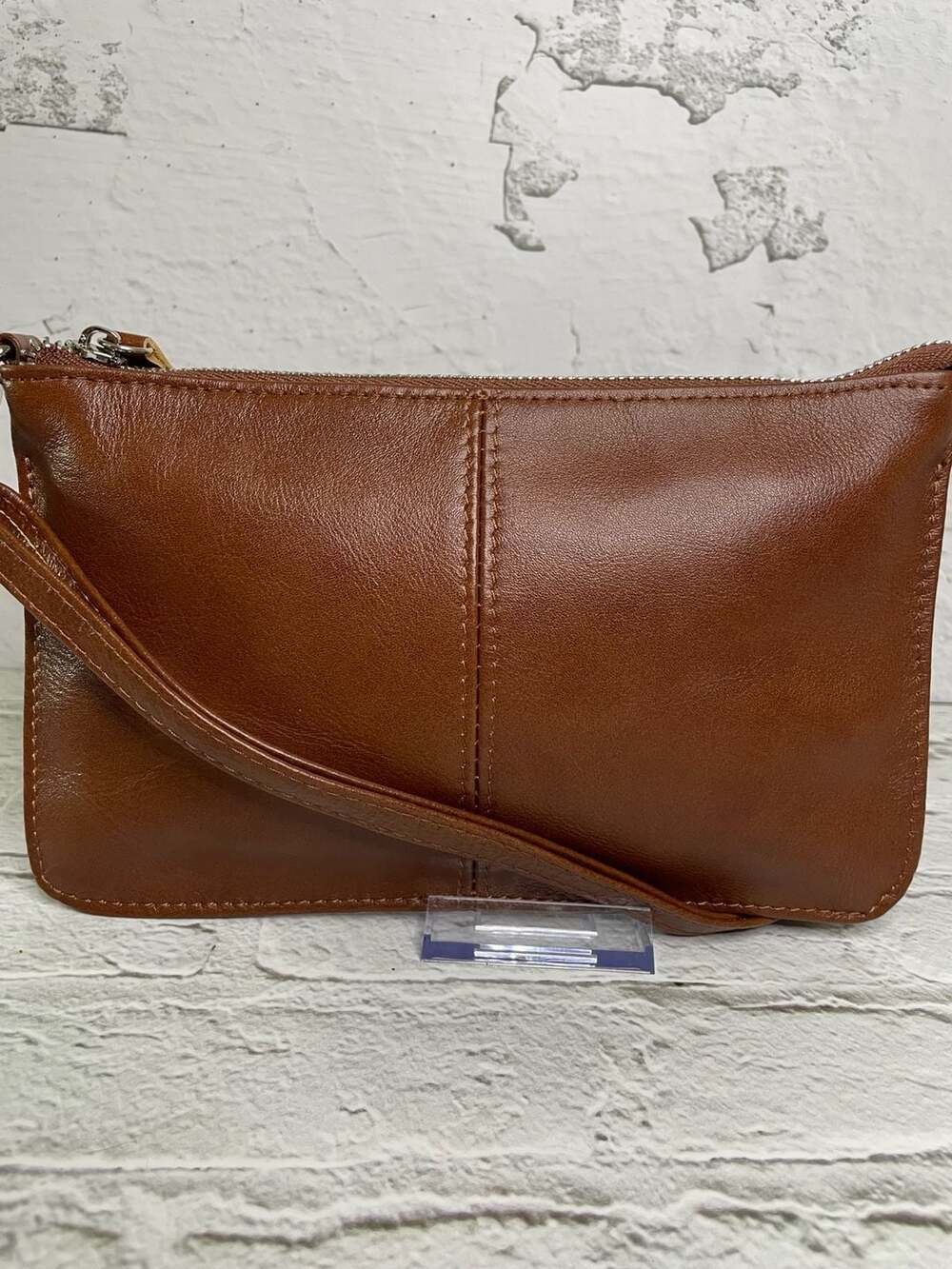 Befen Brown Genuine Leather Crossbody Bag Wristlet Clutch